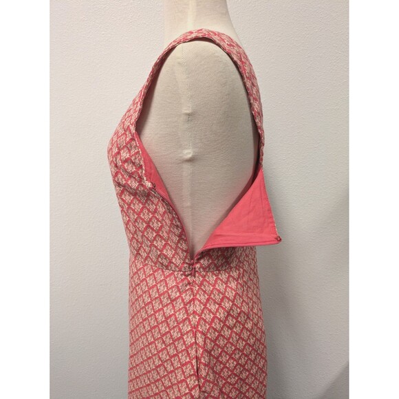 Gap Linen/Cotton Pink Diamond Weave Fit & Flare Square Neck Dress sz 4 Preppy - Picture 7 of 12